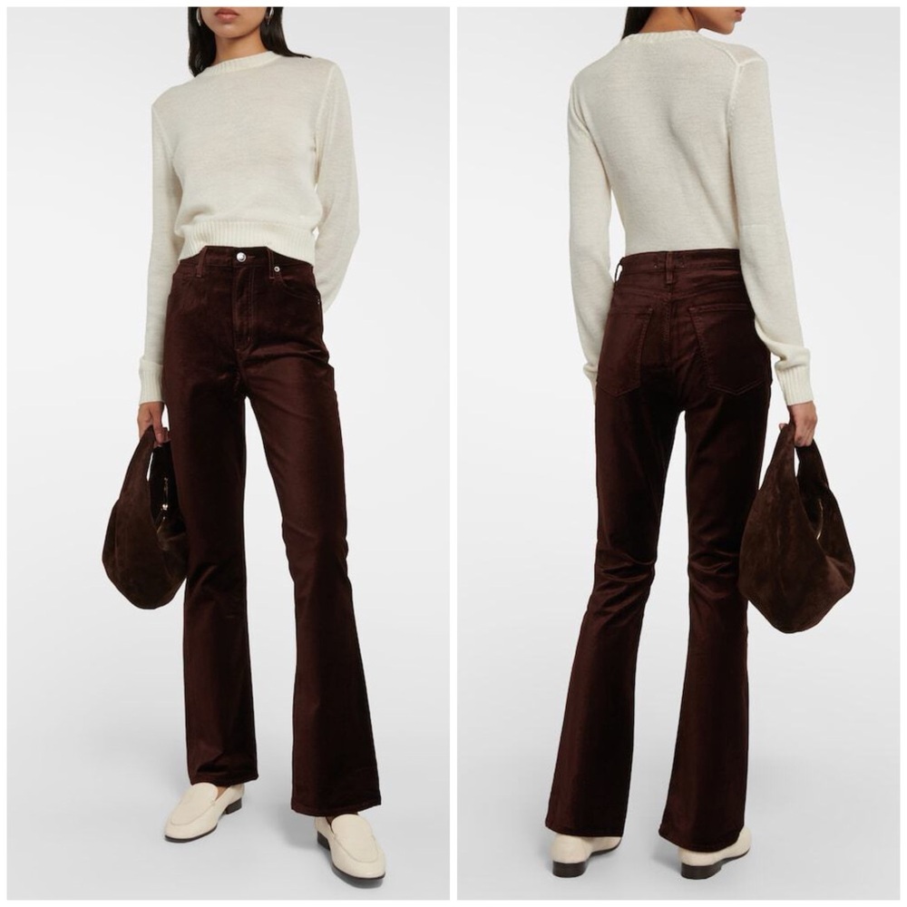 Agolde Chocolate Brown Boot-Cut Velvet Pants